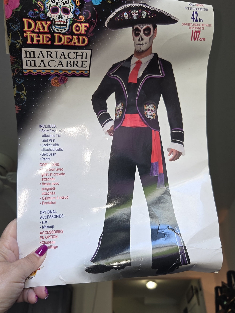 Mariachi Macabre Day of the Dead Adult Costume - Black with Red Accent